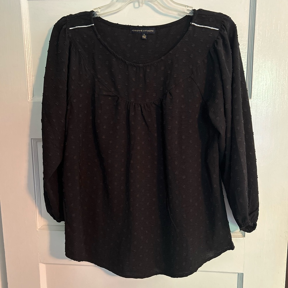 Adrienne Vittadini 3/4 sleeved textured top, black, S